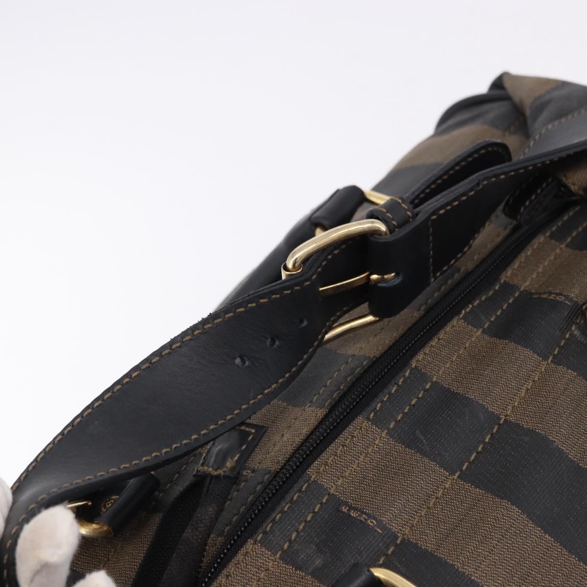 FENDI Pecan Canvas Boston Bag 2way Black Gold Tone Auth ep15183 - Jerrillo image 10