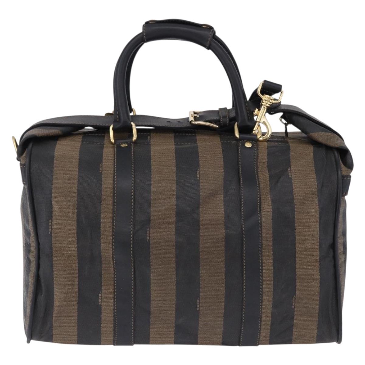 FENDI Pecan Canvas Boston Bag 2way Black Gold Tone Auth ep15183 - Jerrillo image 2