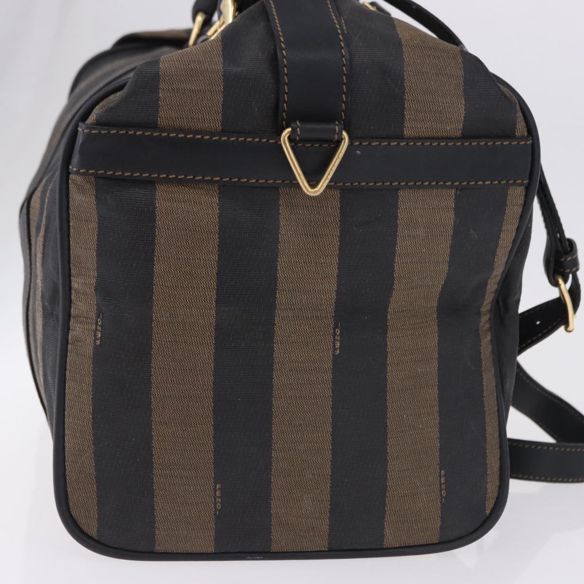 FENDI Pecan Canvas Boston Bag 2way Black Gold Tone Auth ep15183 - Jerrillo image 4