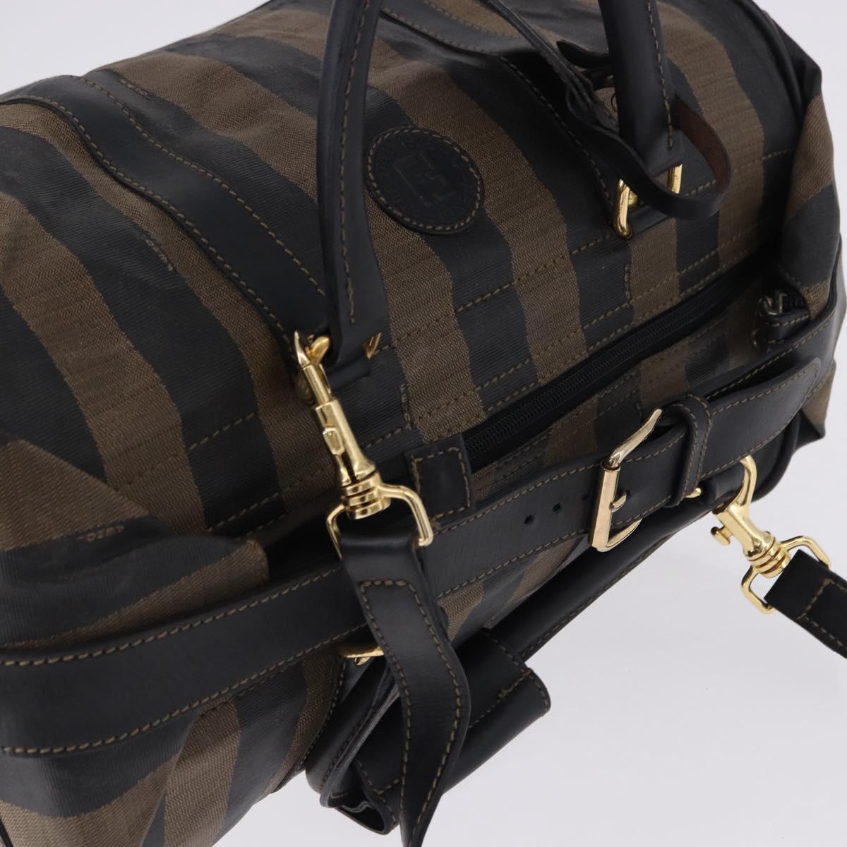 FENDI Pecan Canvas Boston Bag 2way Black Gold Tone Auth ep15183 - Jerrillo image 6