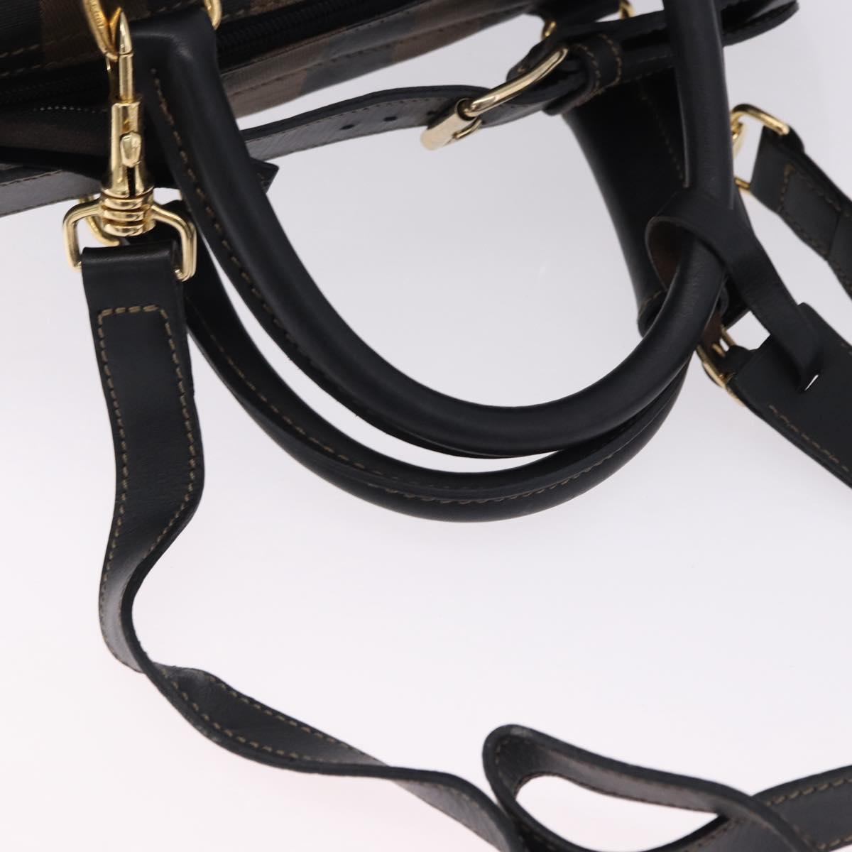 FENDI Pecan Canvas Boston Bag 2way Black Gold Tone Auth ep15183 - Jerrillo image 7