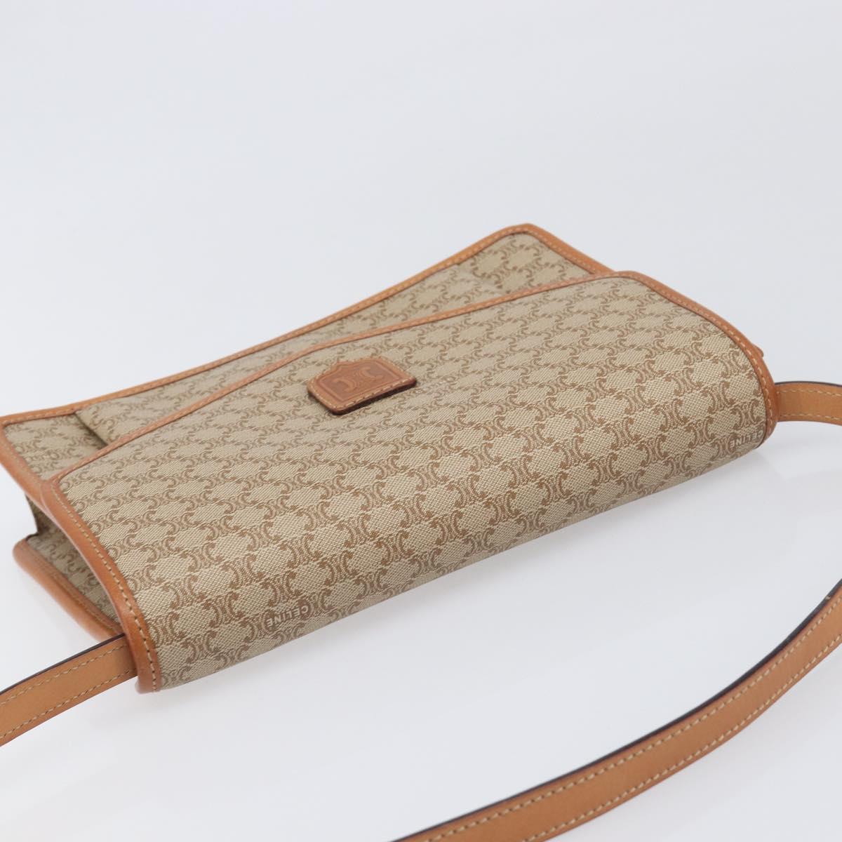 CELINE Macadam Shoulder Bag PVC Leather Beige Gold Tone Auth ep15726 - Jerrillo image 6