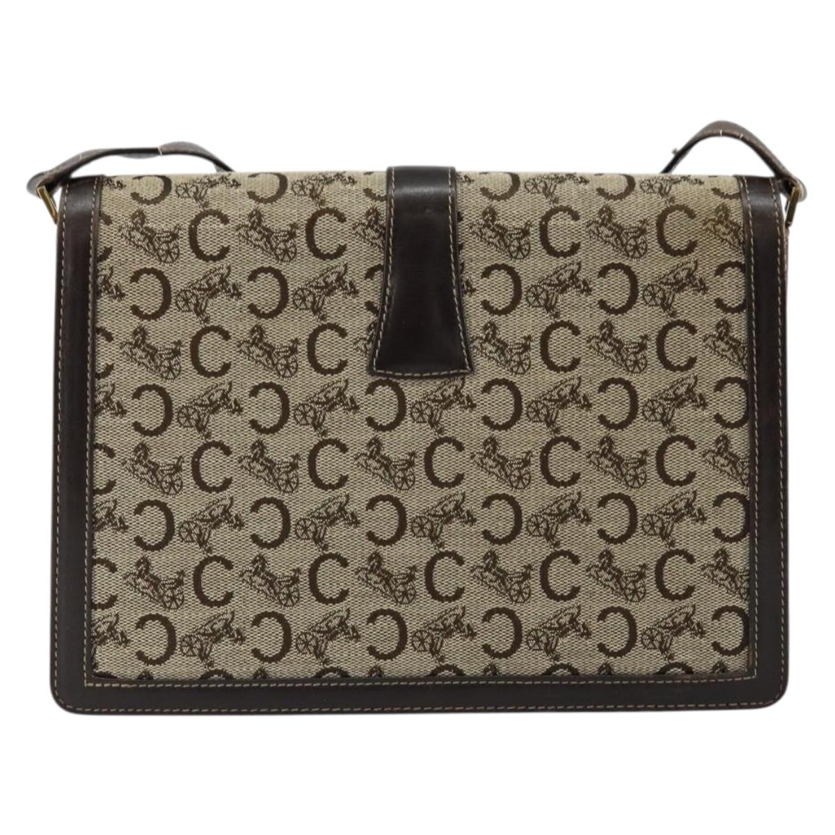 CELINE C Sulky Shoulder Bag Canvas Brown Gold Auth gh1083 - Jerrillo image 2