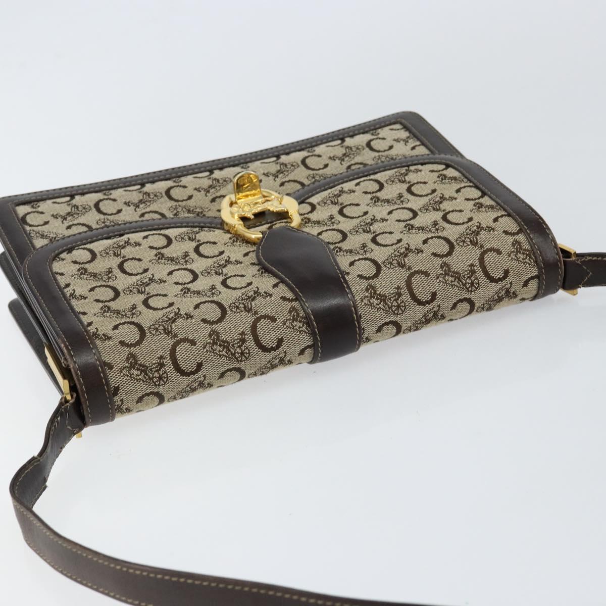 CELINE C Sulky Shoulder Bag Canvas Brown Gold Auth gh1083 - Jerrillo image 6