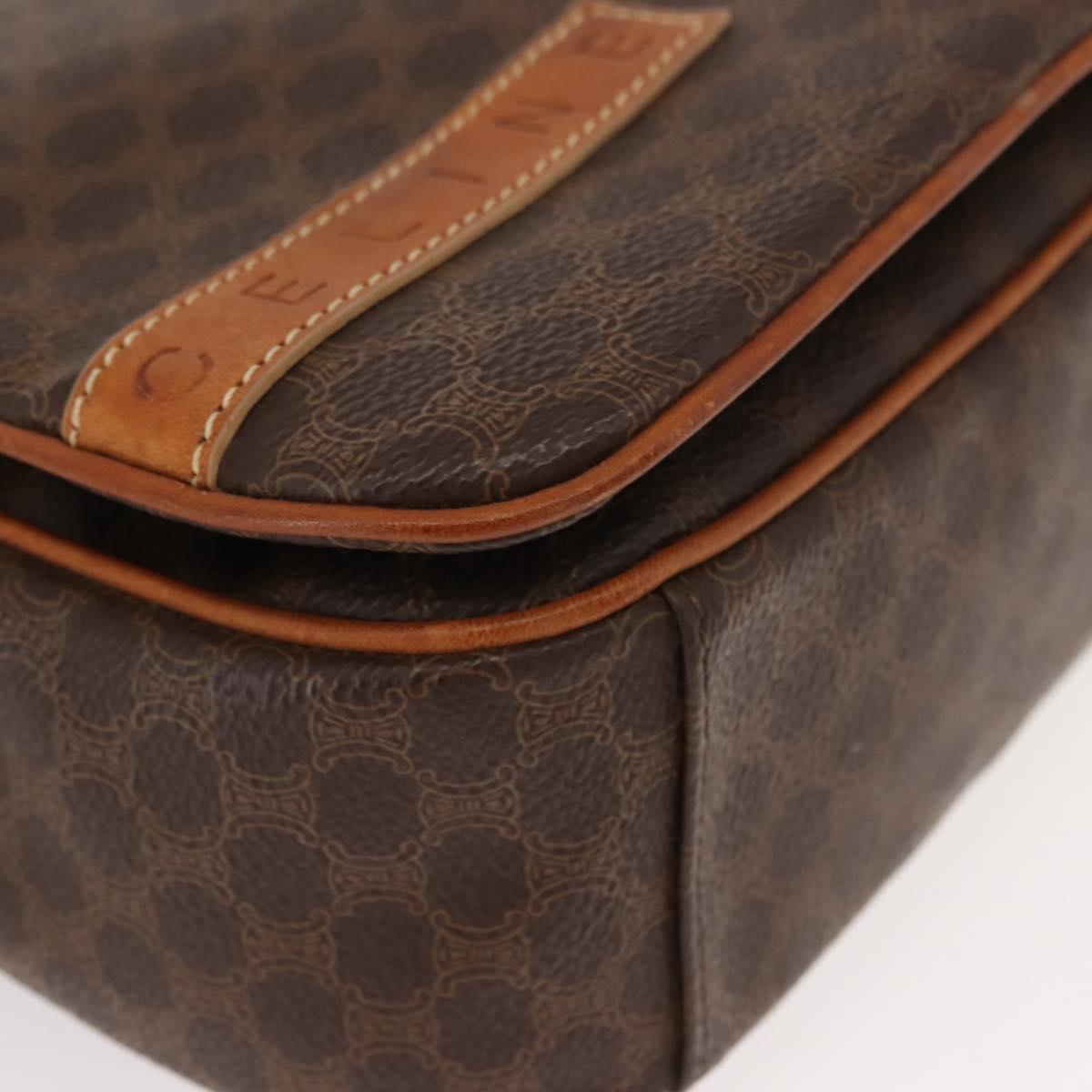 CELINE Macadam Canvas Shoulder Bag PVC Leather Brown Gold Auth gh1088 - Jerrillo image 10