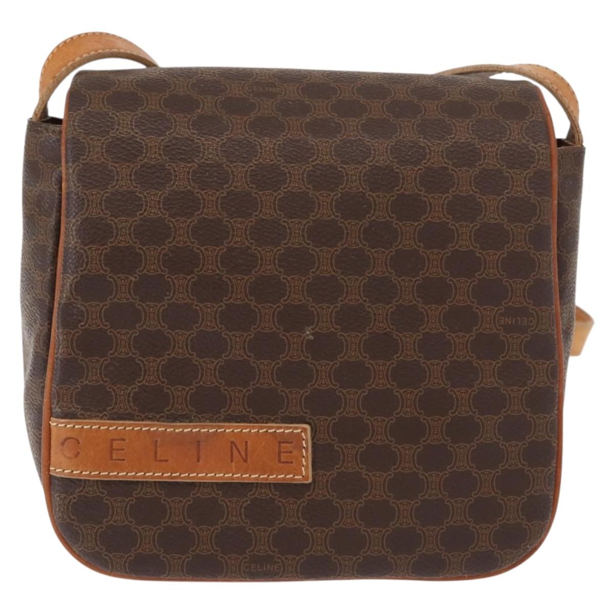 CELINE Macadam Canvas Shoulder Bag PVC Leather Brown Gold Auth gh1088 - Jerrillo image 2