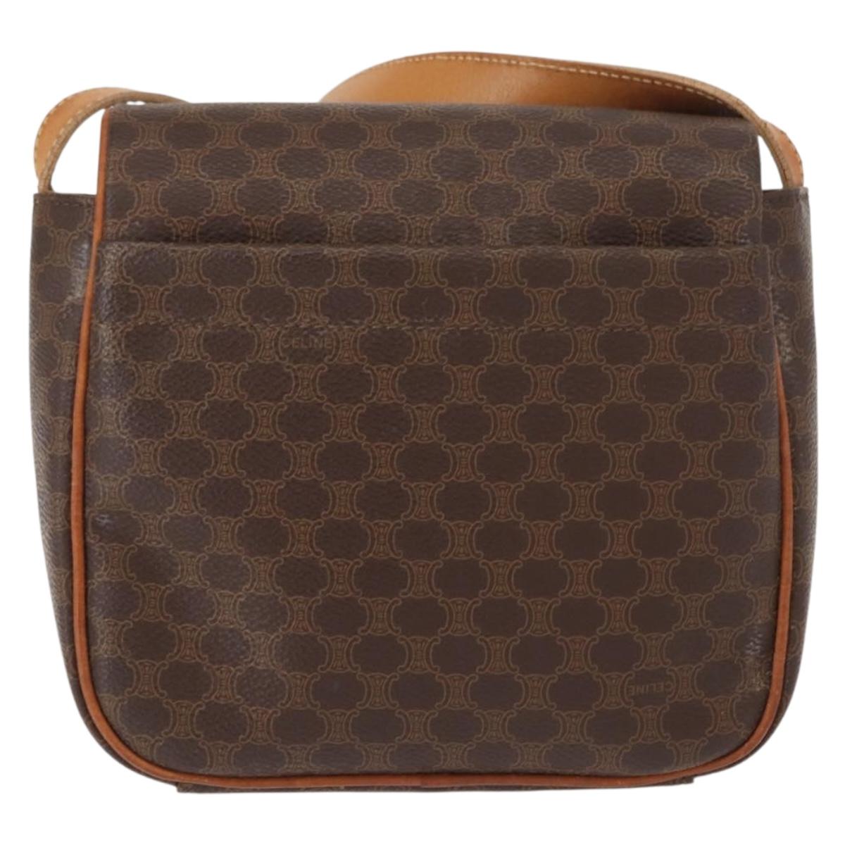 CELINE Macadam Canvas Shoulder Bag PVC Leather Brown Gold Auth gh1088 - Jerrillo image 3