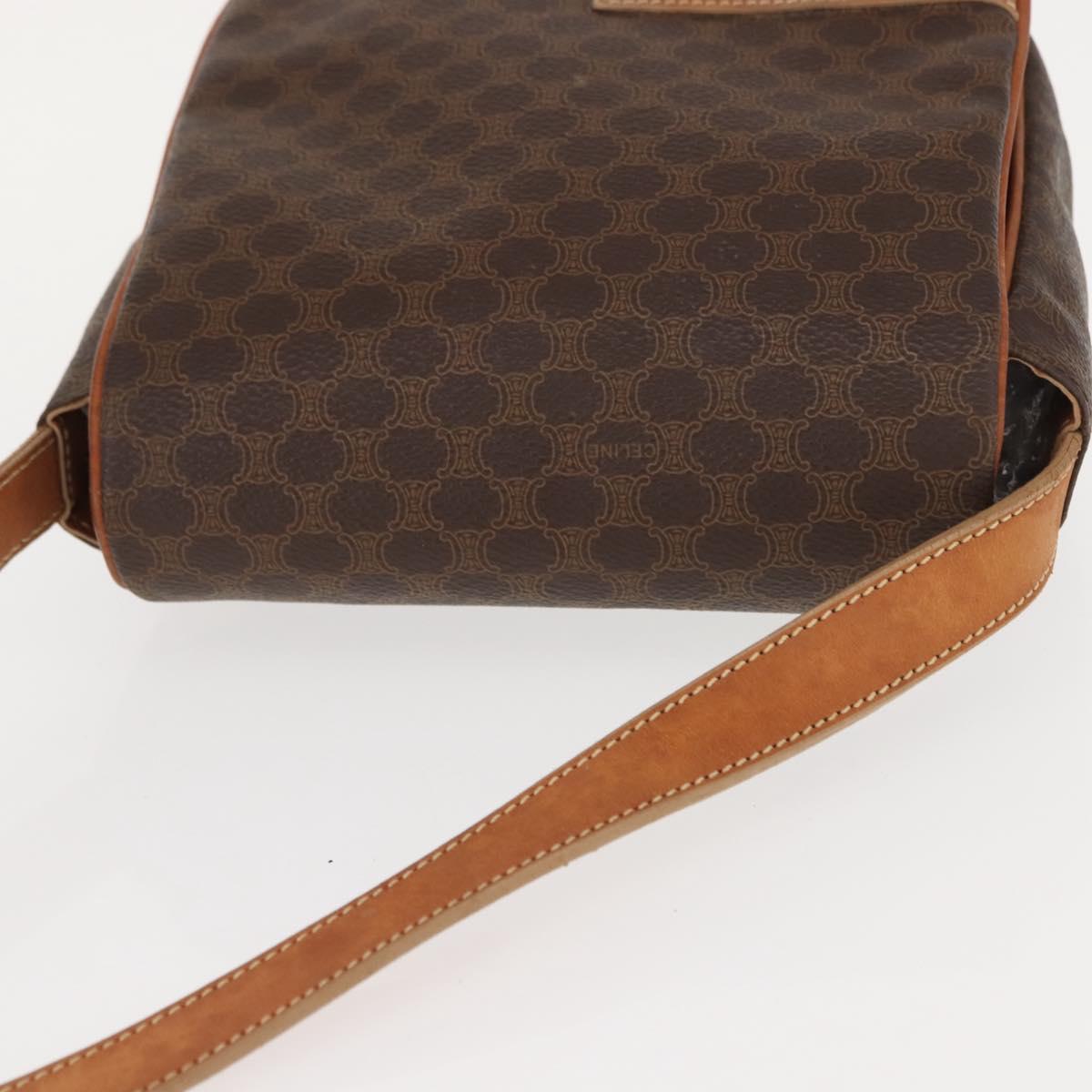 CELINE Macadam Canvas Shoulder Bag PVC Leather Brown Gold Auth gh1088 - Jerrillo image 6