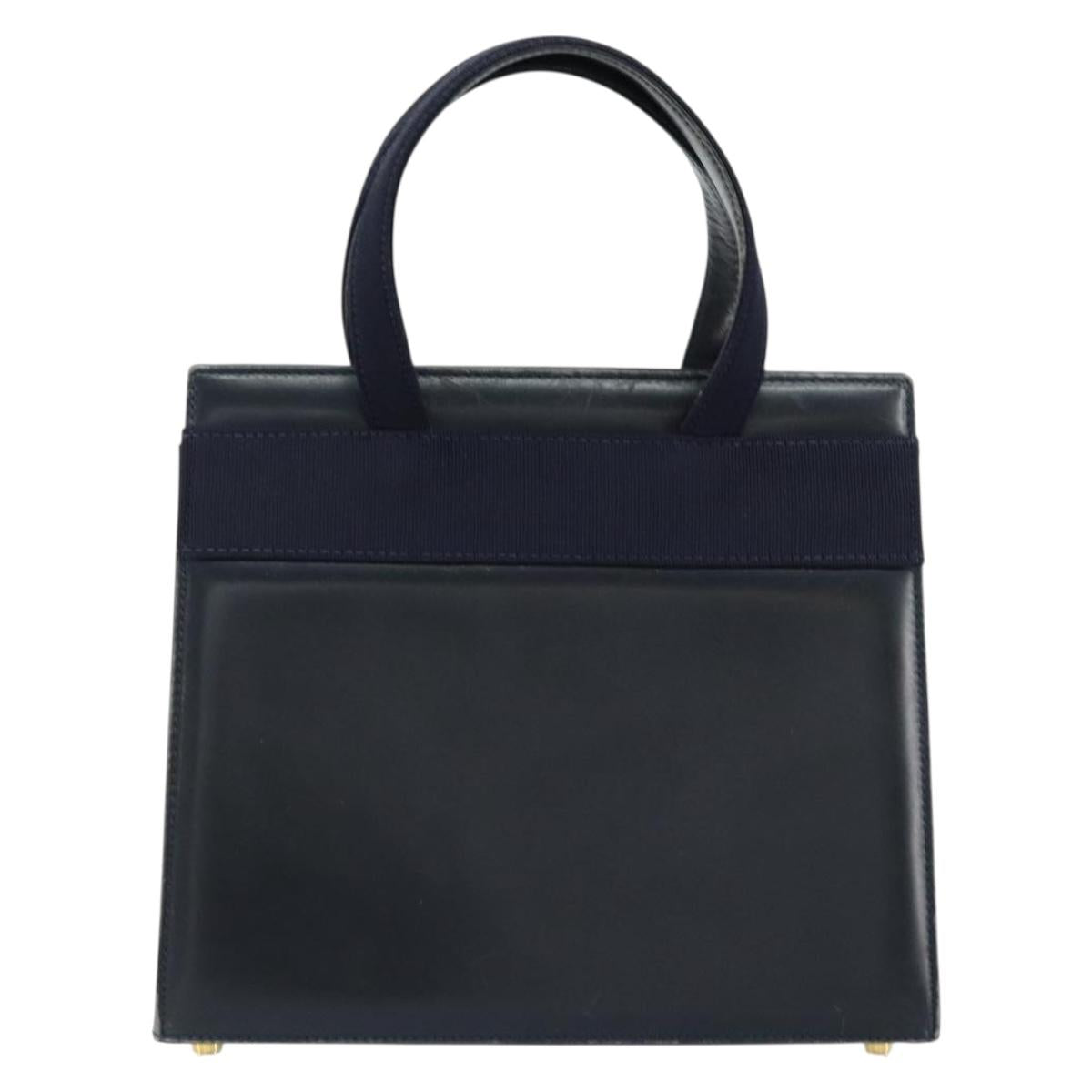 Salvatore Ferragamo Vala Hand Bag Leather Navy Gold Auth gh1106 - Jerrillo image 2