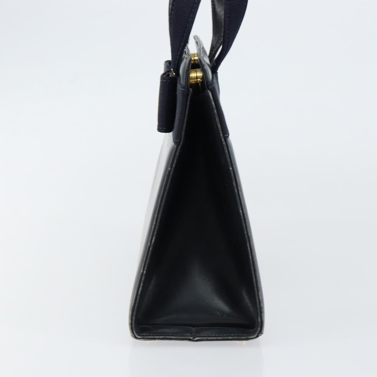 Salvatore Ferragamo Vala Hand Bag Leather Navy Gold Auth gh1106 - Jerrillo image 3
