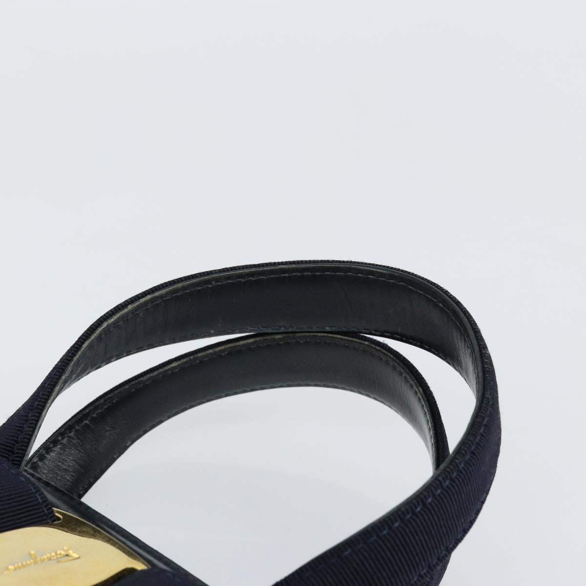 Salvatore Ferragamo Vala Hand Bag Leather Navy Gold Auth gh1106 - Jerrillo image 8