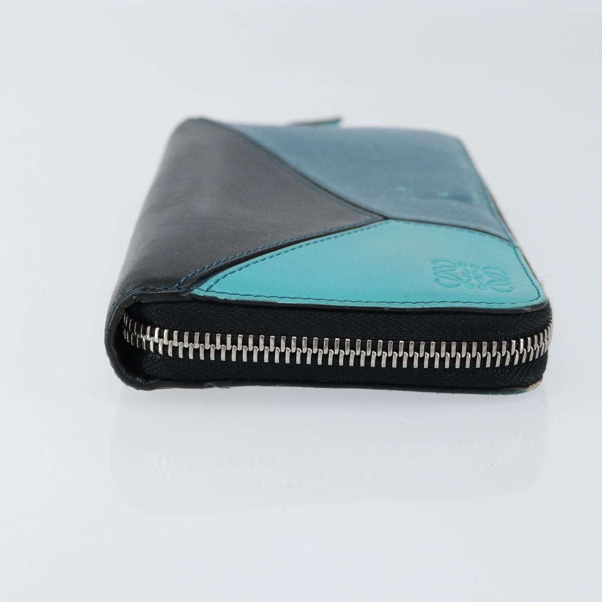 LOEWE Anagram Long Wallet Leather Blue Silver Auth gh1176 - Jerrillo image 3