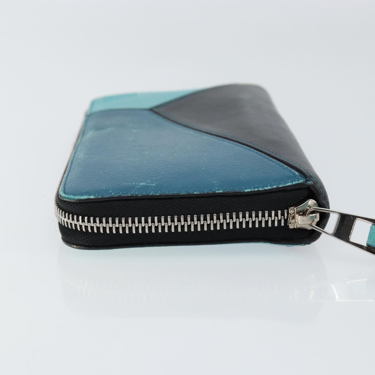 LOEWE Anagram Long Wallet Leather Blue Silver Auth gh1176 - Jerrillo image 4