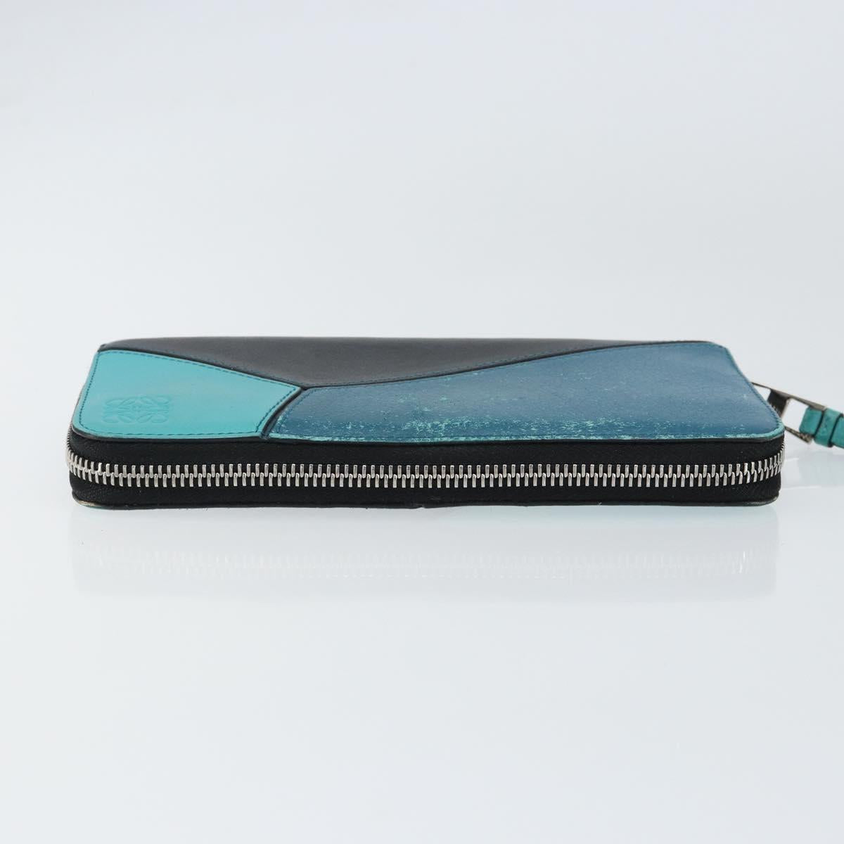 LOEWE Anagram Long Wallet Leather Blue Silver Auth gh1176 - Jerrillo image 5
