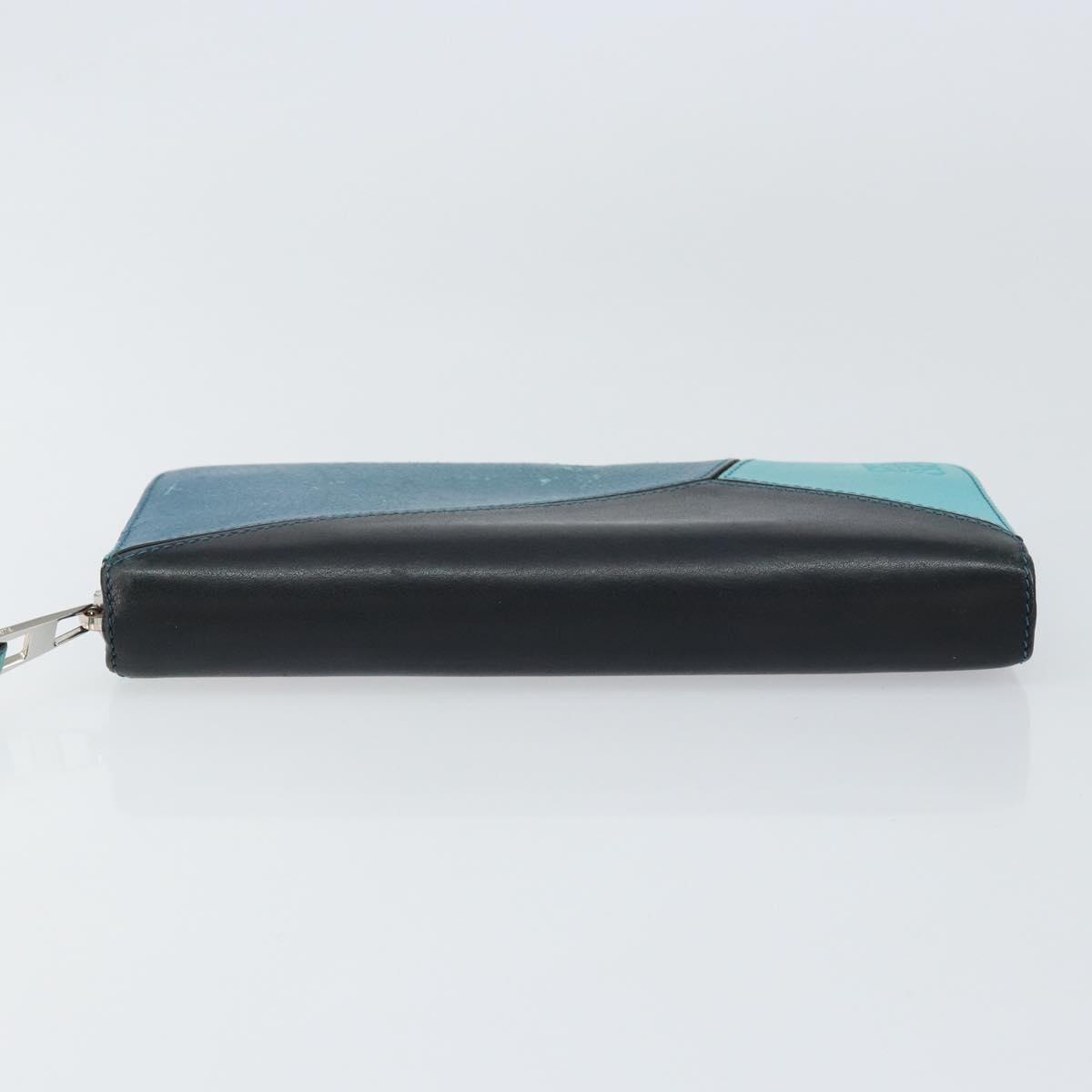 LOEWE Anagram Long Wallet Leather Blue Silver Auth gh1176 - Jerrillo image 6