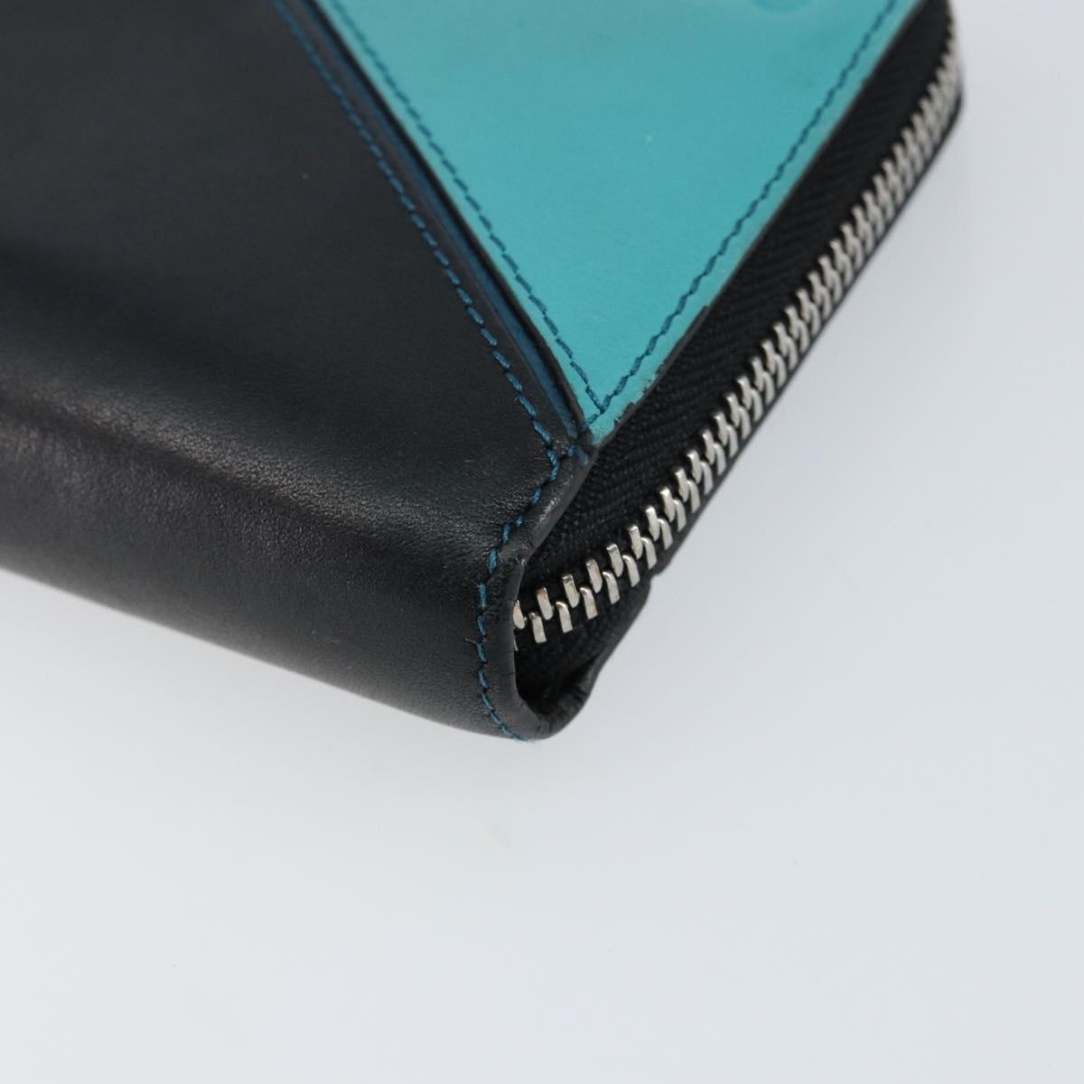LOEWE Anagram Long Wallet Leather Blue Silver Auth gh1176 - Jerrillo image 7