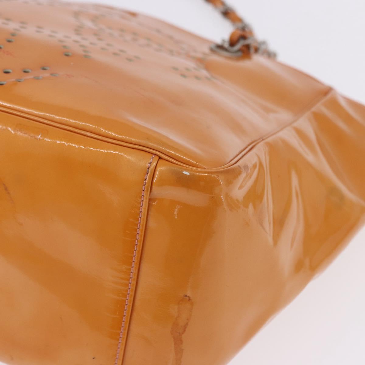 CHANEL Chain Tote Bag Patent Orange Silver CC Auth gh2250 - Jerrillo image 8