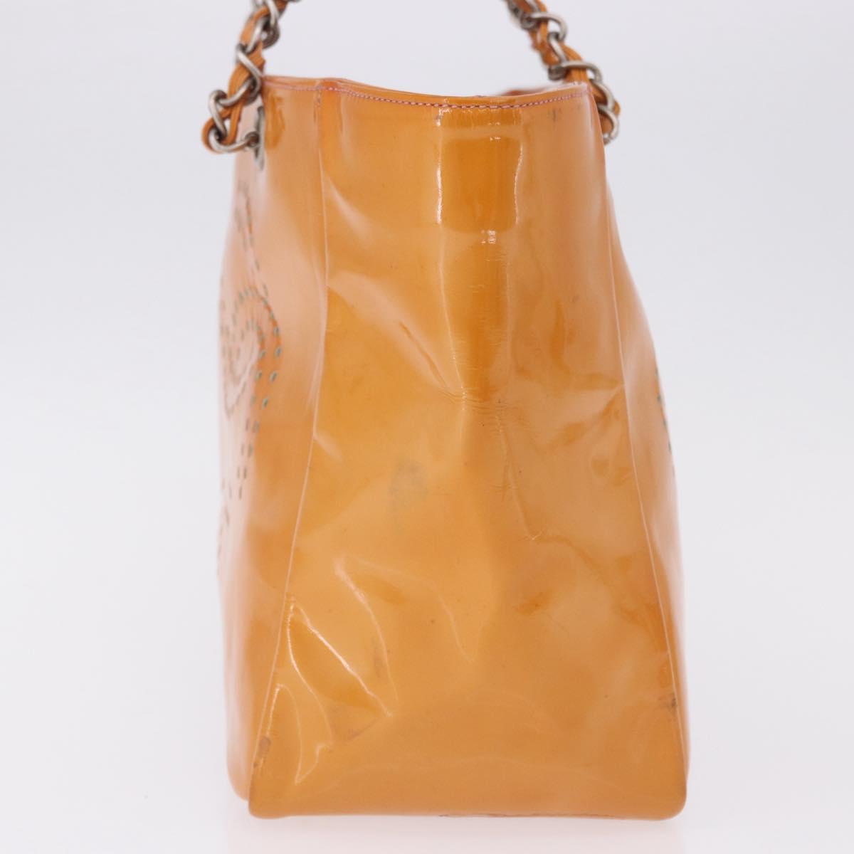 CHANEL Chain Tote Bag Patent Orange Silver CC Auth gh2250 - Jerrillo image 3