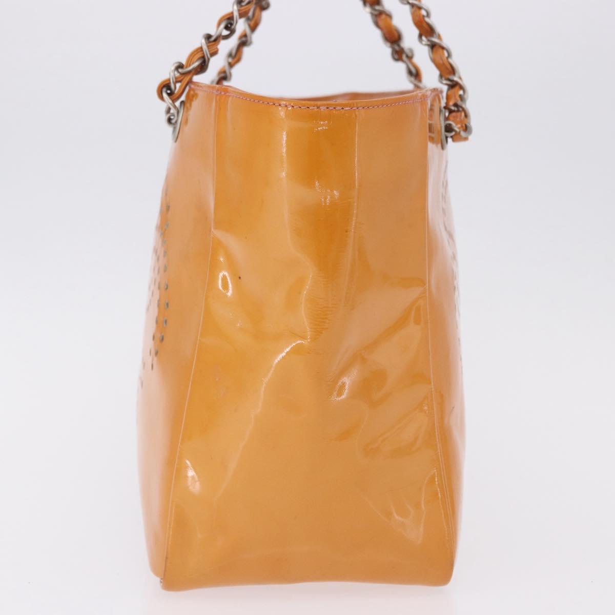 CHANEL Chain Tote Bag Patent Orange Silver CC Auth gh2250 - Jerrillo image 4