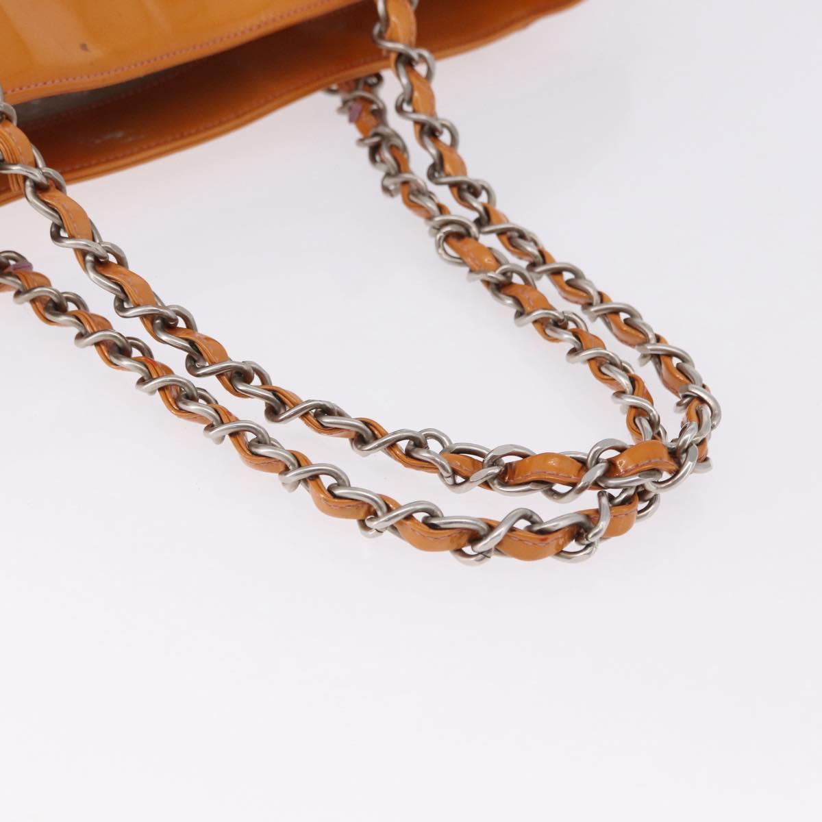 CHANEL Chain Tote Bag Patent Orange Silver CC Auth gh2250 - Jerrillo image 7