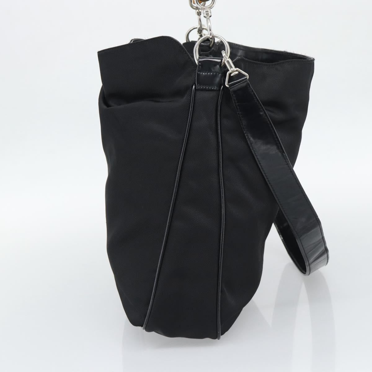 GUCCI Bamboo Hand Bag Nylon 2way Black Silver 001 1705 1577 Auth gh2326 - Jerrillo image 3