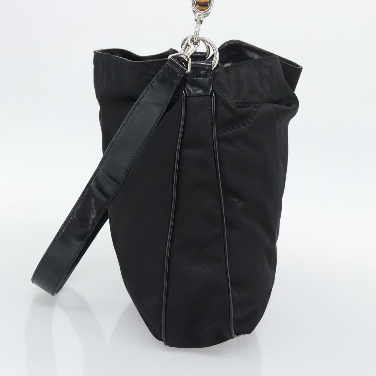GUCCI Bamboo Hand Bag Nylon 2way Black Silver 001 1705 1577 Auth gh2326 - Jerrillo image 4