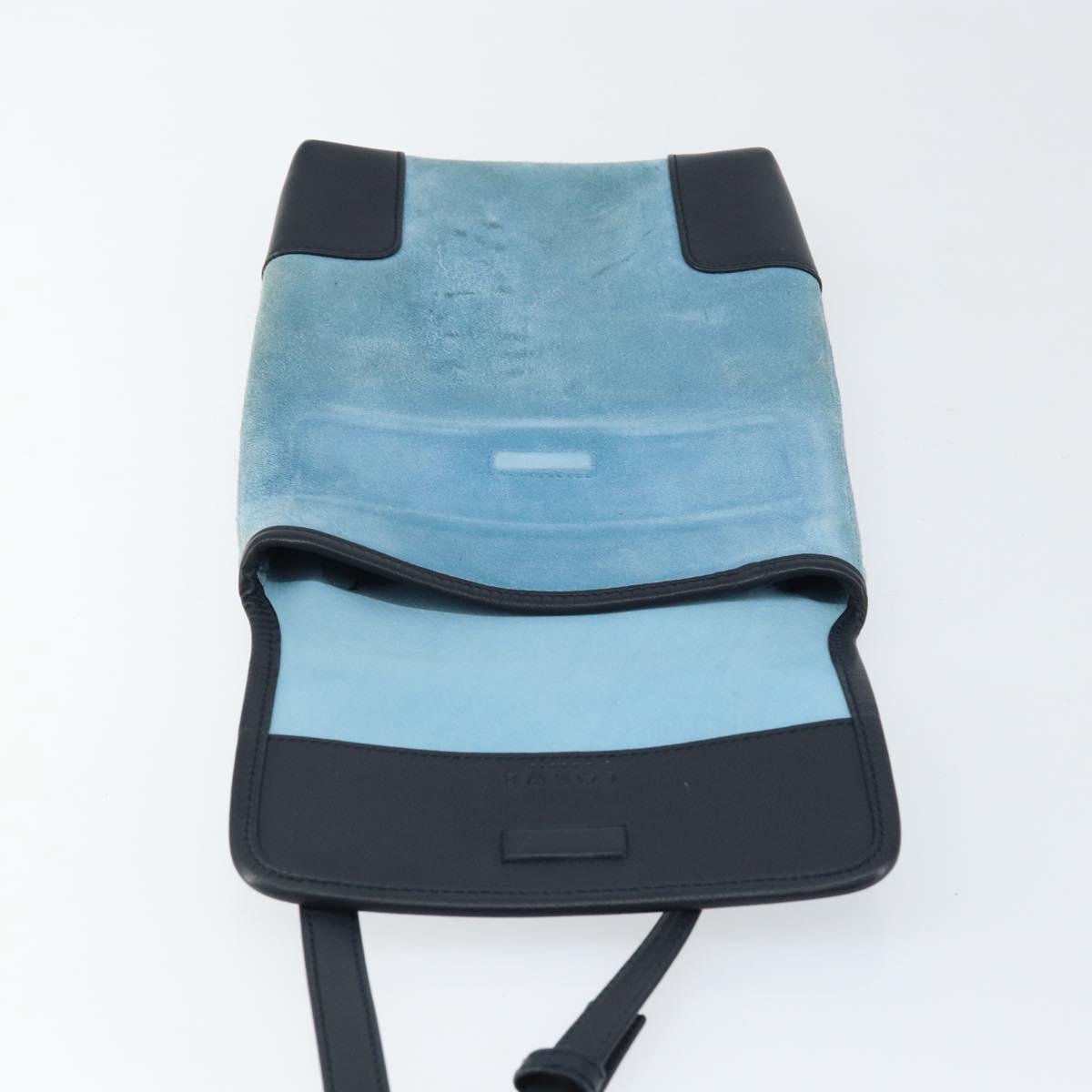 LOEWE Anagram Shoulder Bag Suede Leather Light Blue Navy Auth hk3179 - Jerrillo image 10