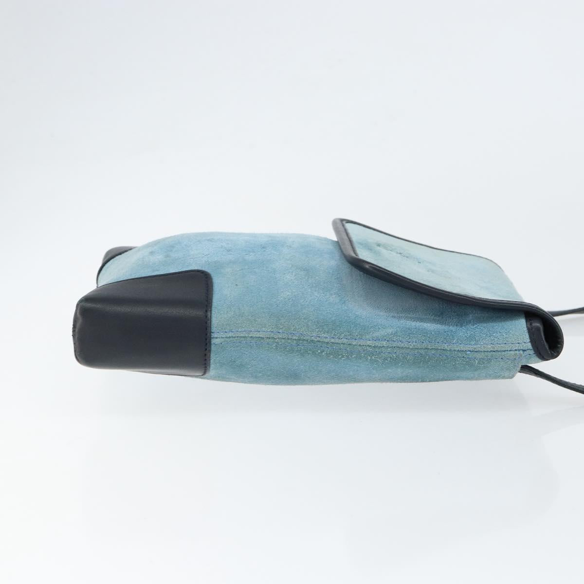 LOEWE Anagram Shoulder Bag Suede Leather Light Blue Navy Auth hk3179 - Jerrillo image 3