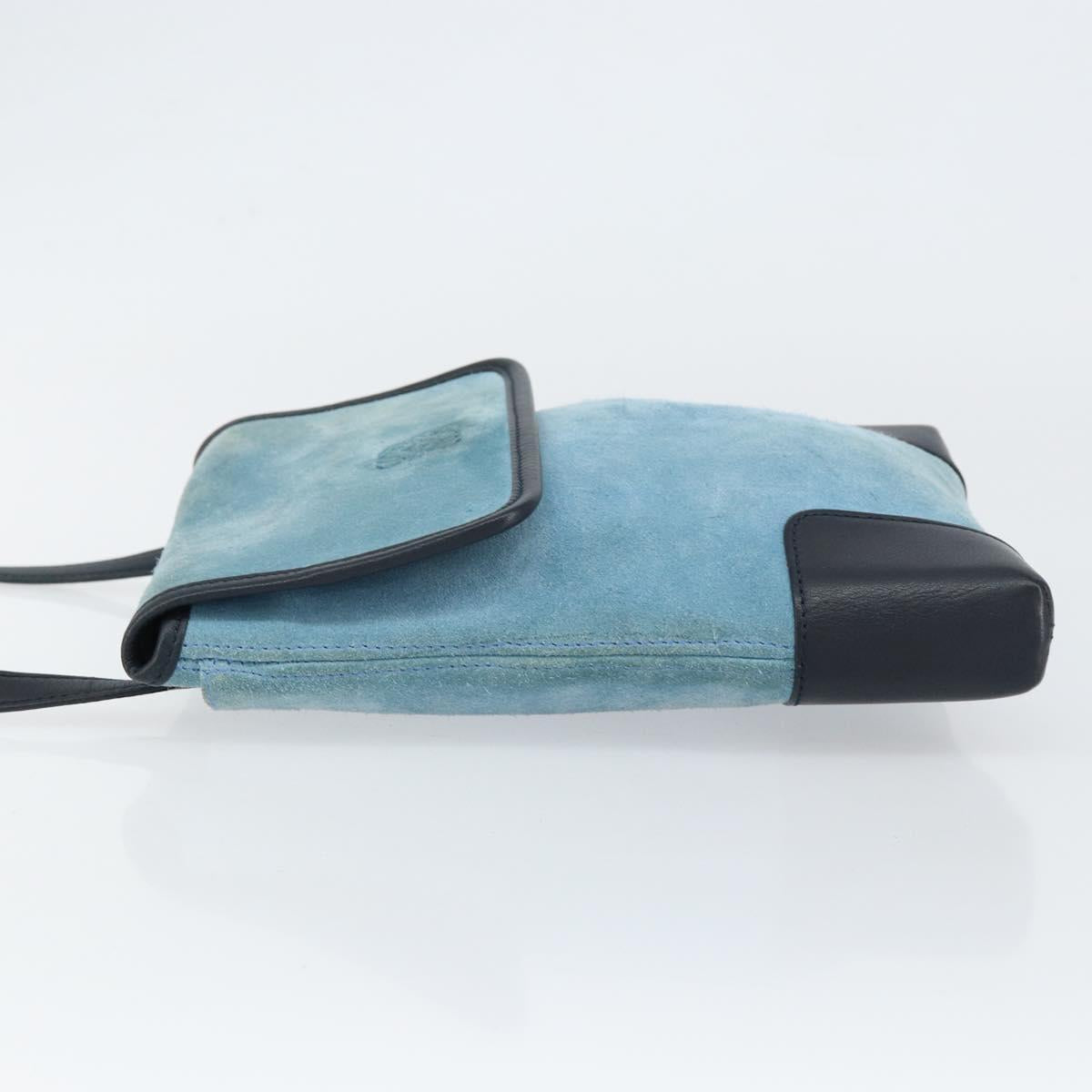 LOEWE Anagram Shoulder Bag Suede Leather Light Blue Navy Auth hk3179 - Jerrillo image 4