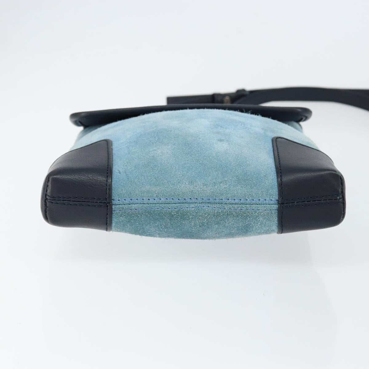 LOEWE Anagram Shoulder Bag Suede Leather Light Blue Navy Auth hk3179 - Jerrillo image 5