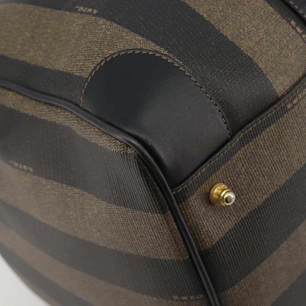 FENDI Pecan Canvas Boston Bag PVC Black Brown Auth hk3981 - Jerrillo image 9
