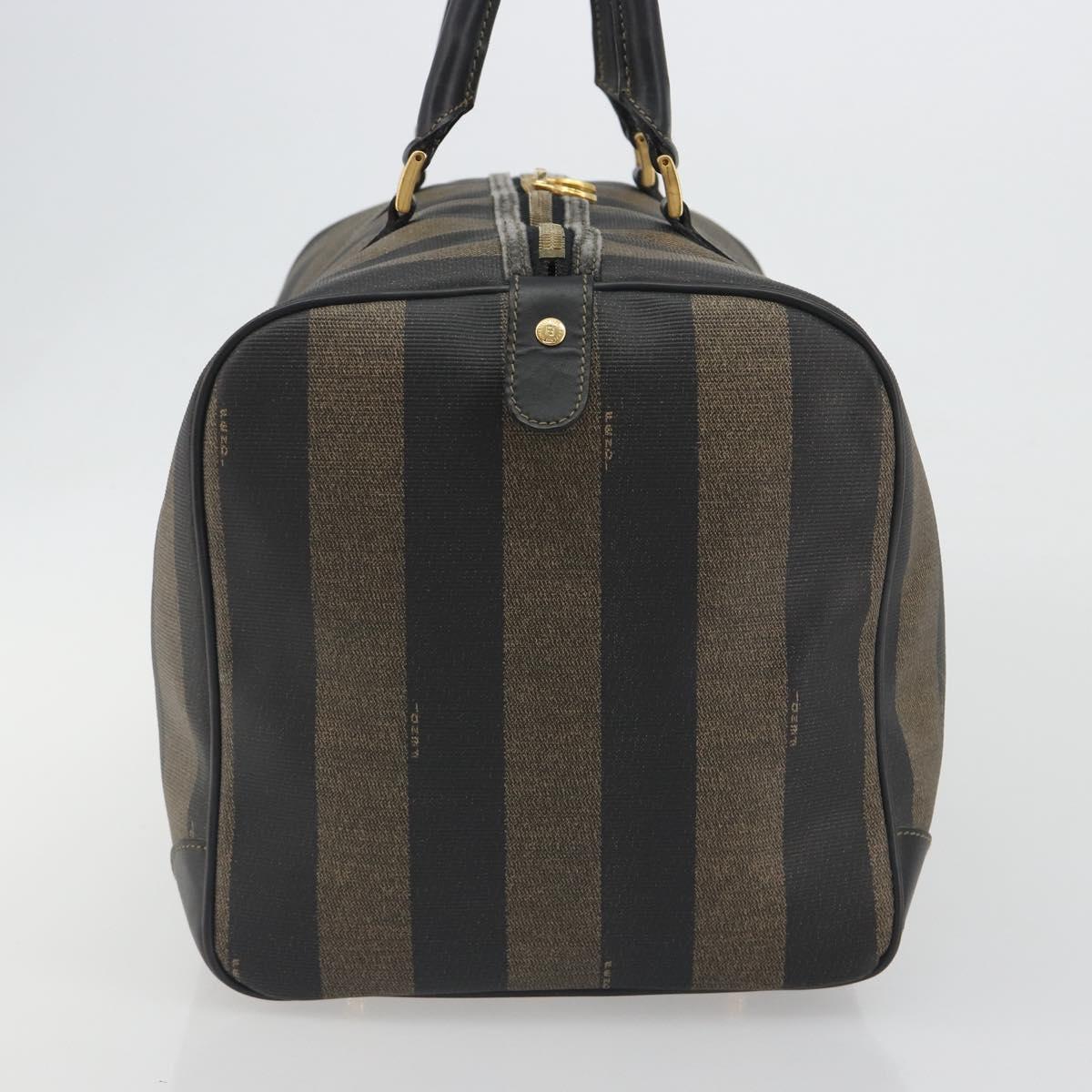 FENDI Pecan Canvas Boston Bag PVC Black Brown Auth hk3981 - Jerrillo image 3