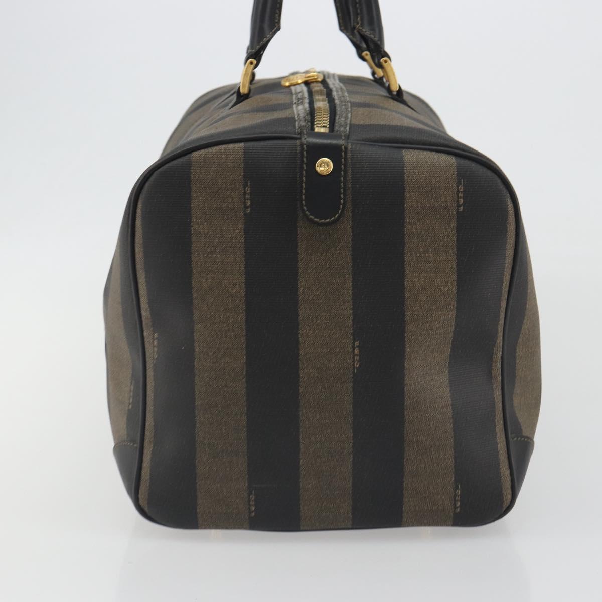 FENDI Pecan Canvas Boston Bag PVC Black Brown Auth hk3981 - Jerrillo image 4