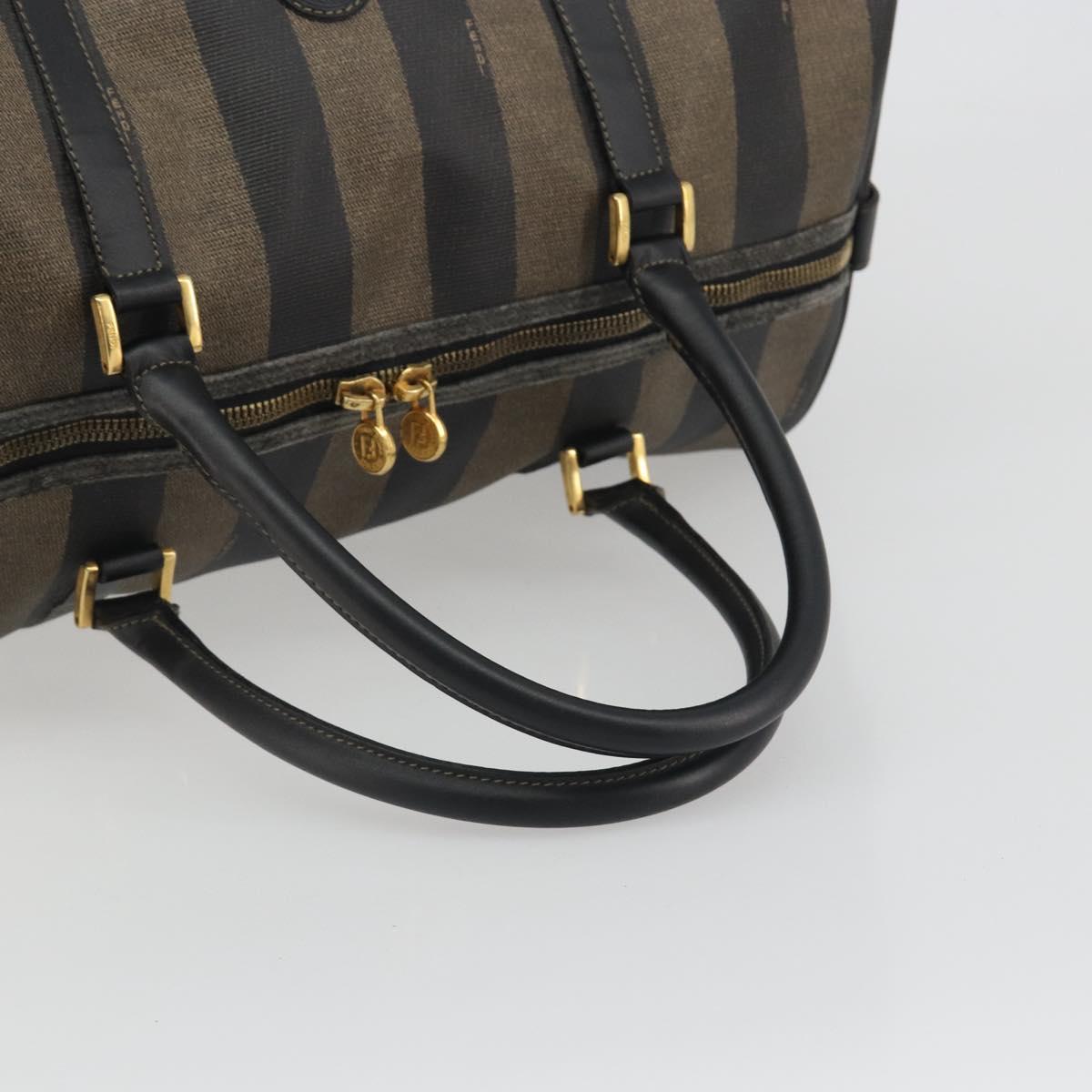 FENDI Pecan Canvas Boston Bag PVC Black Brown Auth hk3981 - Jerrillo image 7