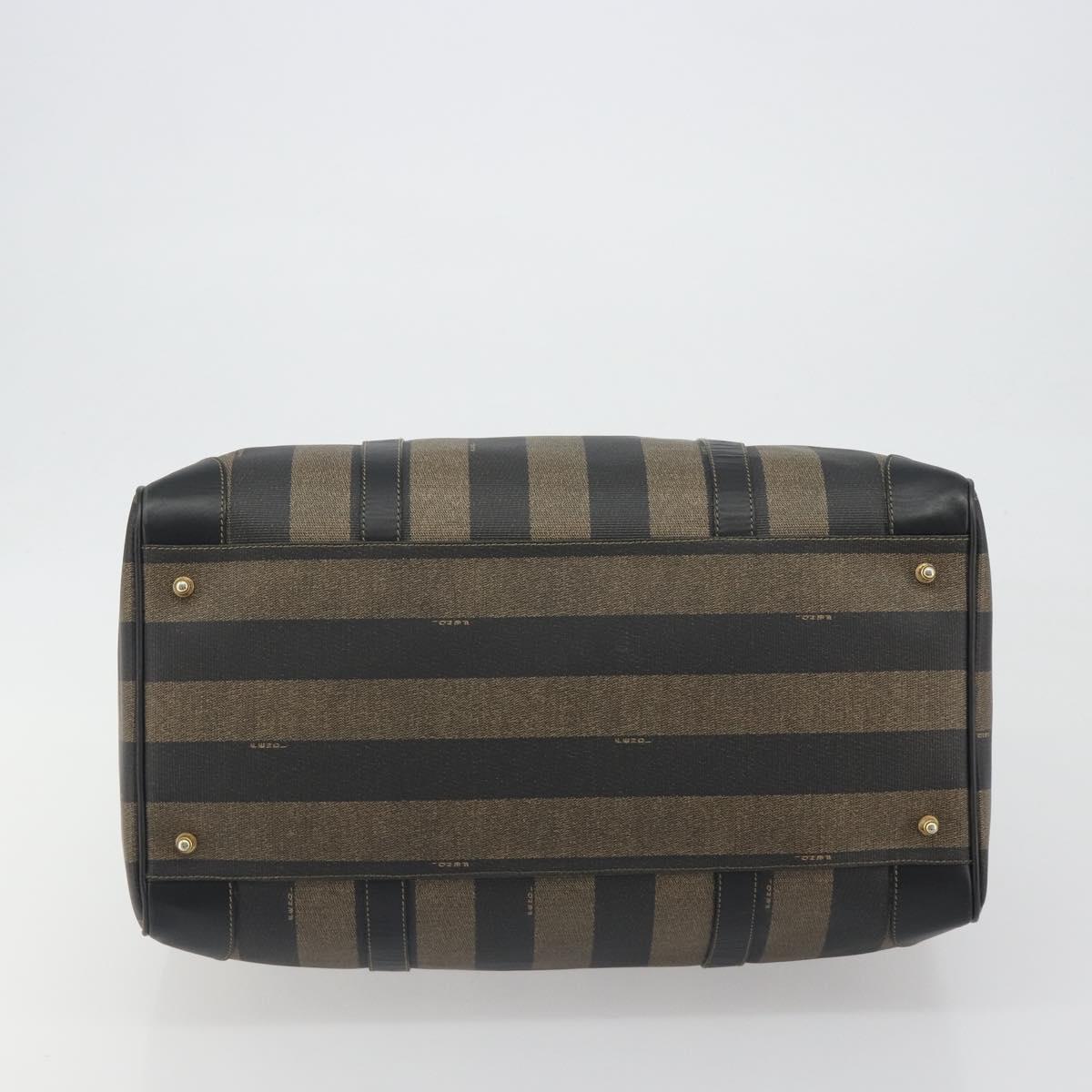 FENDI Pecan Canvas Boston Bag PVC Black Brown Auth hk3981 - Jerrillo image 5