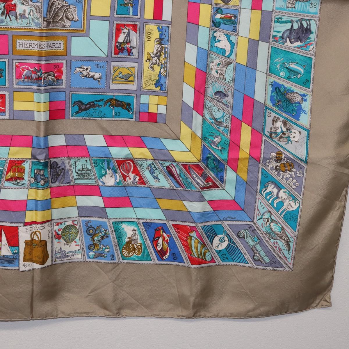 HERMES Carre 90 Scarf "CORRE SPONDANCE" Silk Gray Auth hk4128 - Jerrillo image 10