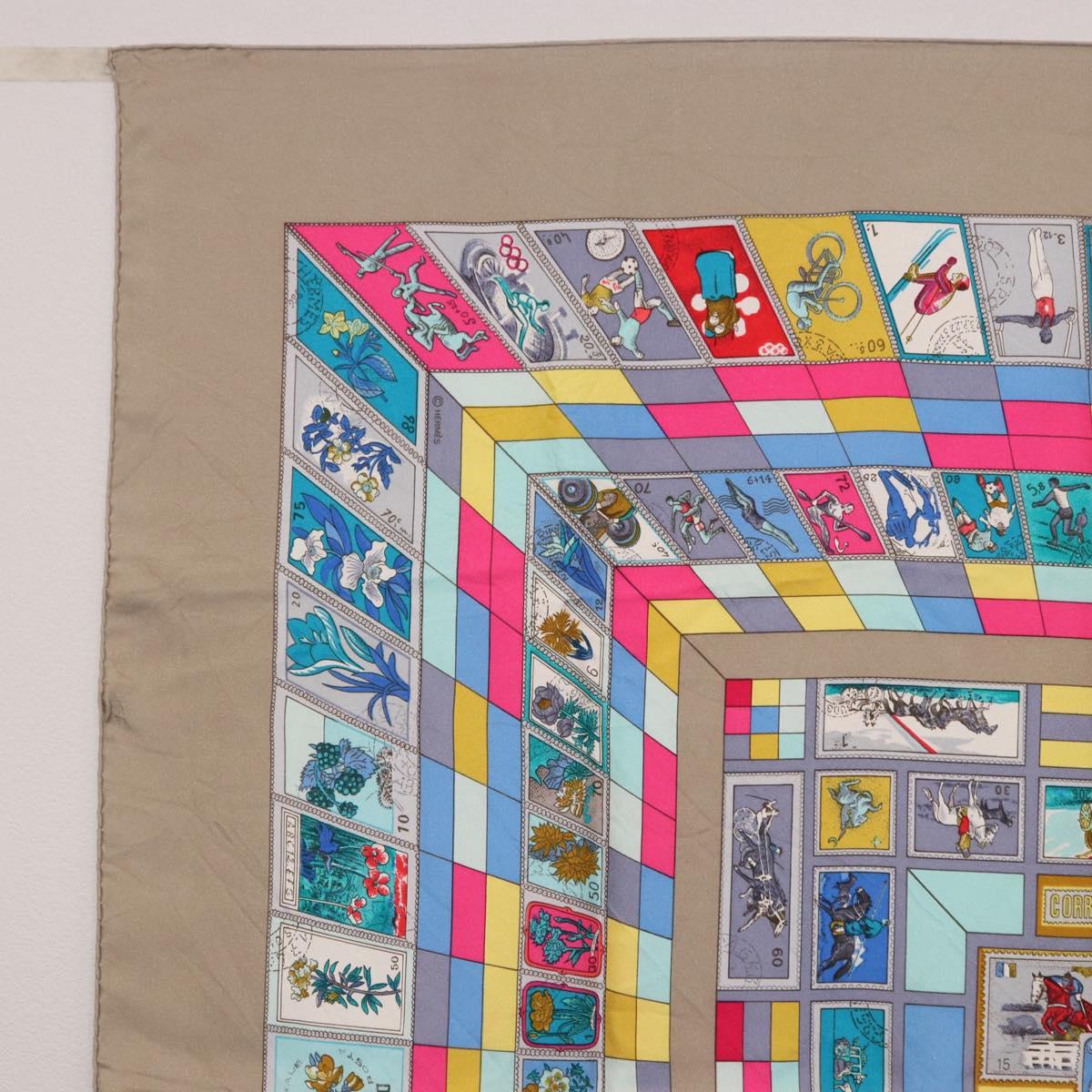 HERMES Carre 90 Scarf "CORRE SPONDANCE" Silk Gray Auth hk4128 - Jerrillo image 2