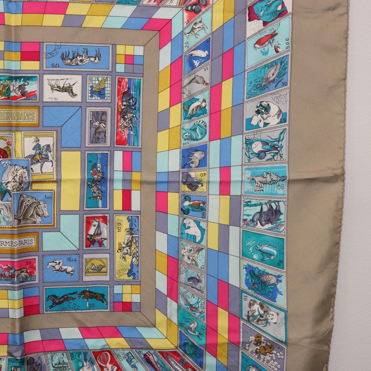 HERMES Carre 90 Scarf "CORRE SPONDANCE" Silk Gray Auth hk4128 - Jerrillo image 7
