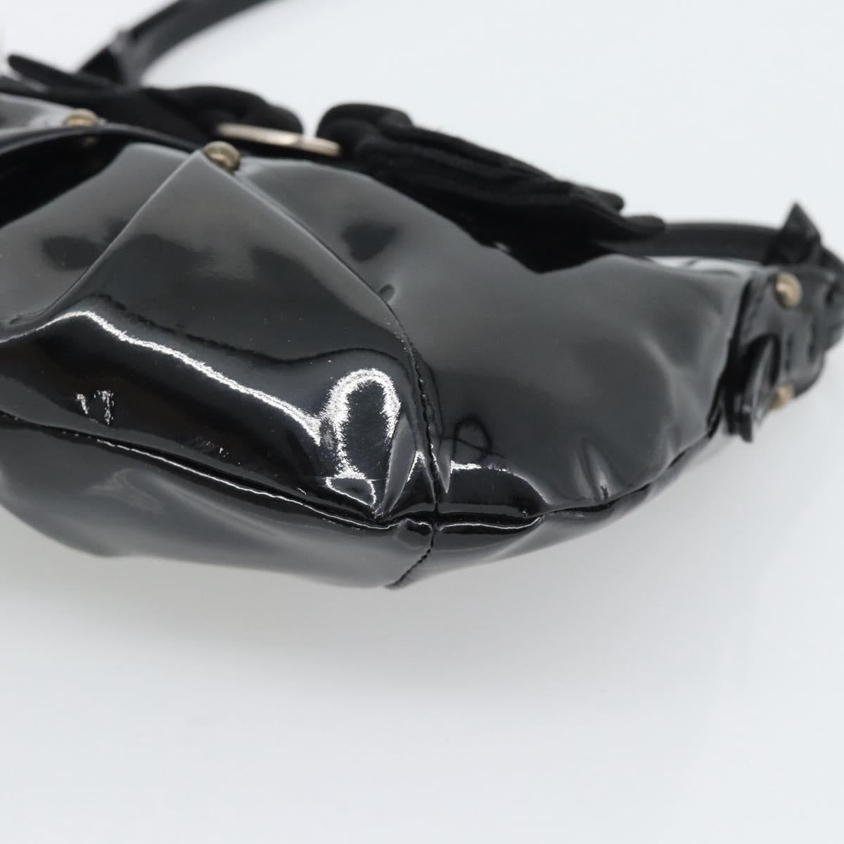 Salvatore Ferragamo Vala Shoulder Bag Patent Black Silver Auth ka5532A - Jerrillo image 9