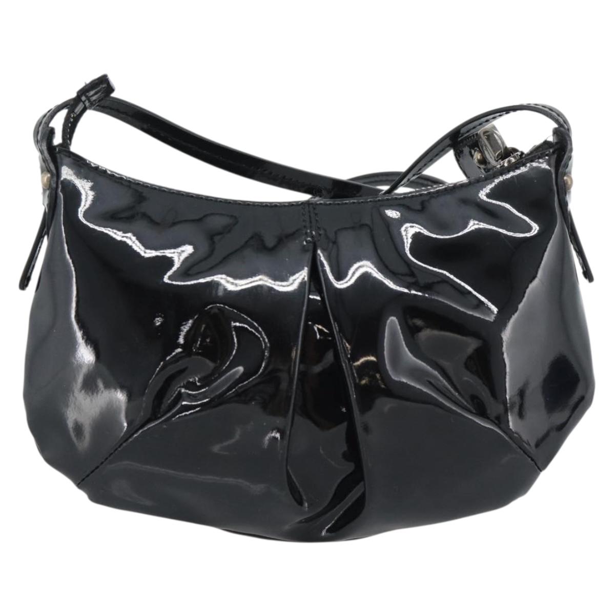 Salvatore Ferragamo Vala Shoulder Bag Patent Black Silver Auth ka5532A - Jerrillo image 2