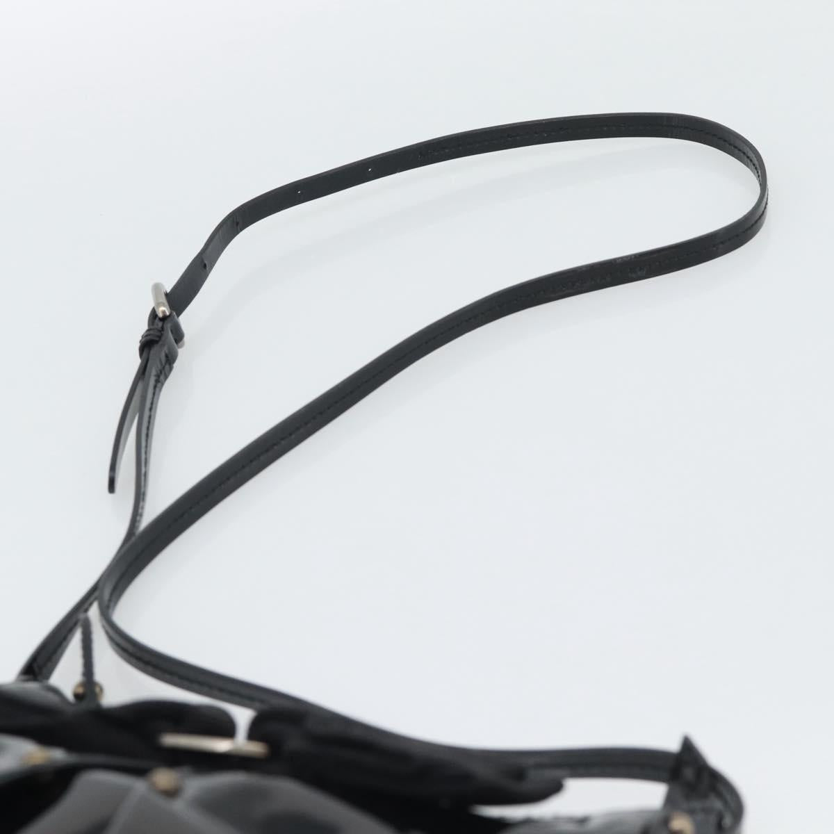 Salvatore Ferragamo Vala Shoulder Bag Patent Black Silver Auth ka5532A - Jerrillo image 8