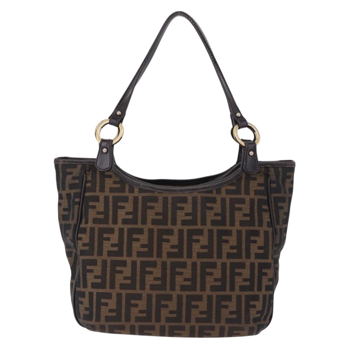 FENDI Zucca Canvas Tote Bag Brown Black Auth ka5668 - Jerrillo image 2