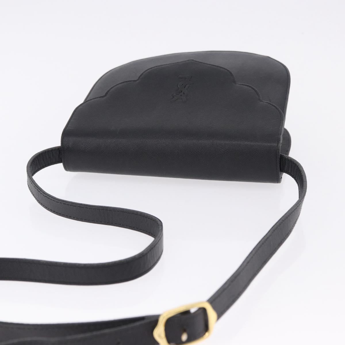 SAINT LAURENT Shoulder Bag Leather Black Gold Auth ka5683 - Jerrillo image 6