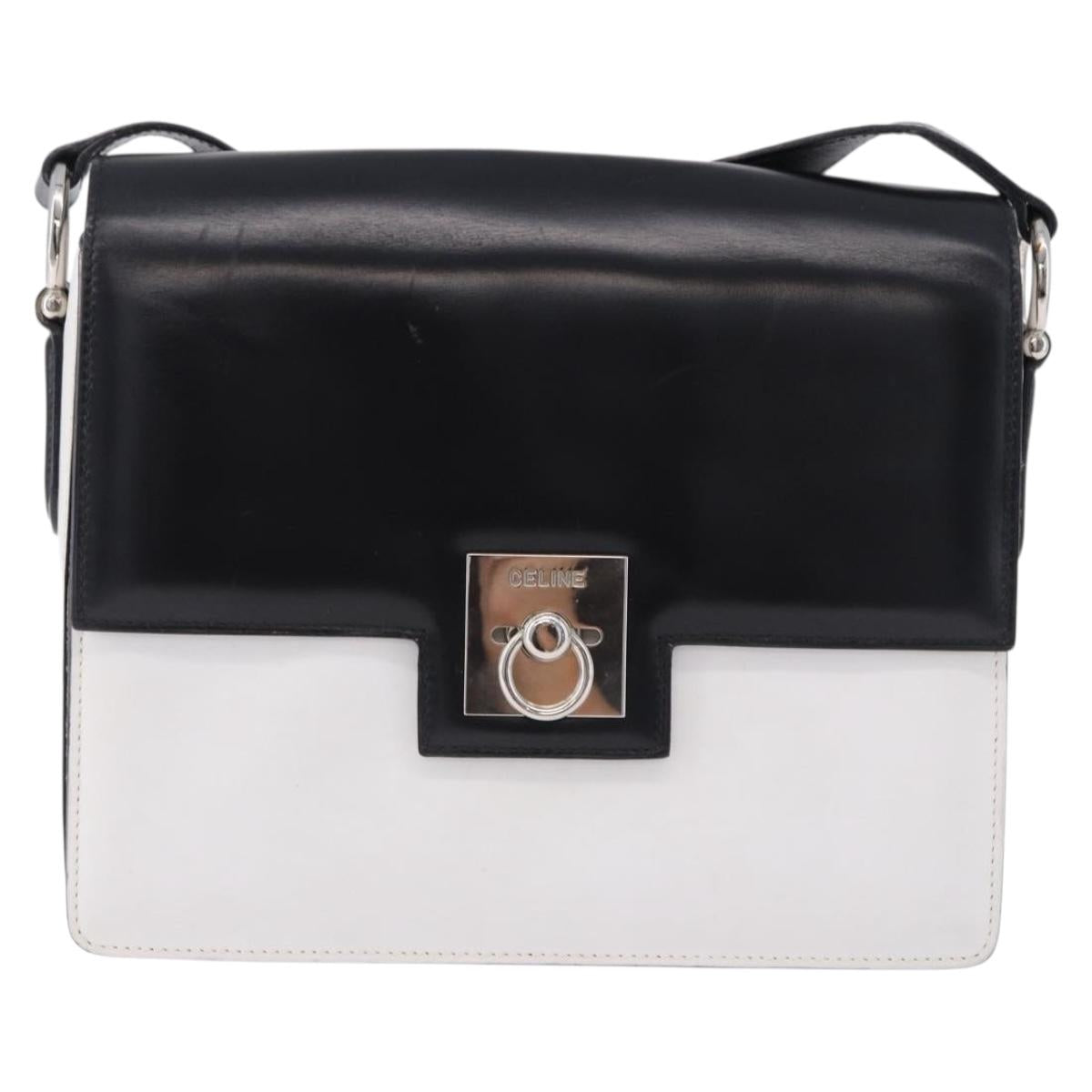 CELINE Shoulder Bag Leather Black White Auth ka5694A - Jerrillo image 2