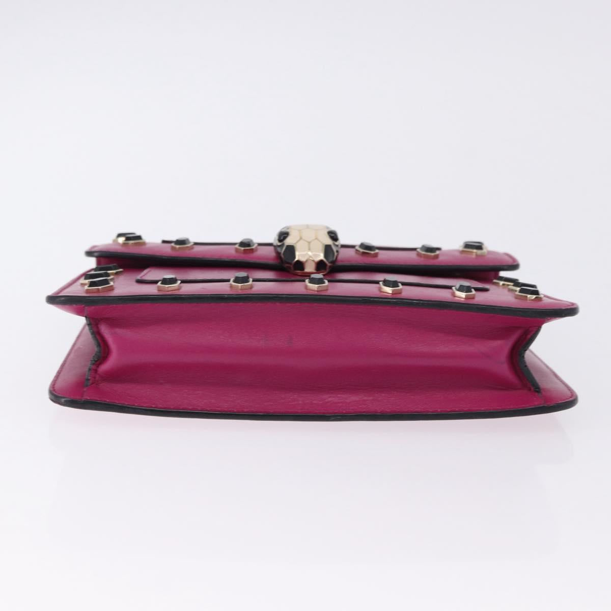 BVLGARI Chain Shoulder Bag Leather Pink Gold Auth ka5843A - Jerrillo image 7