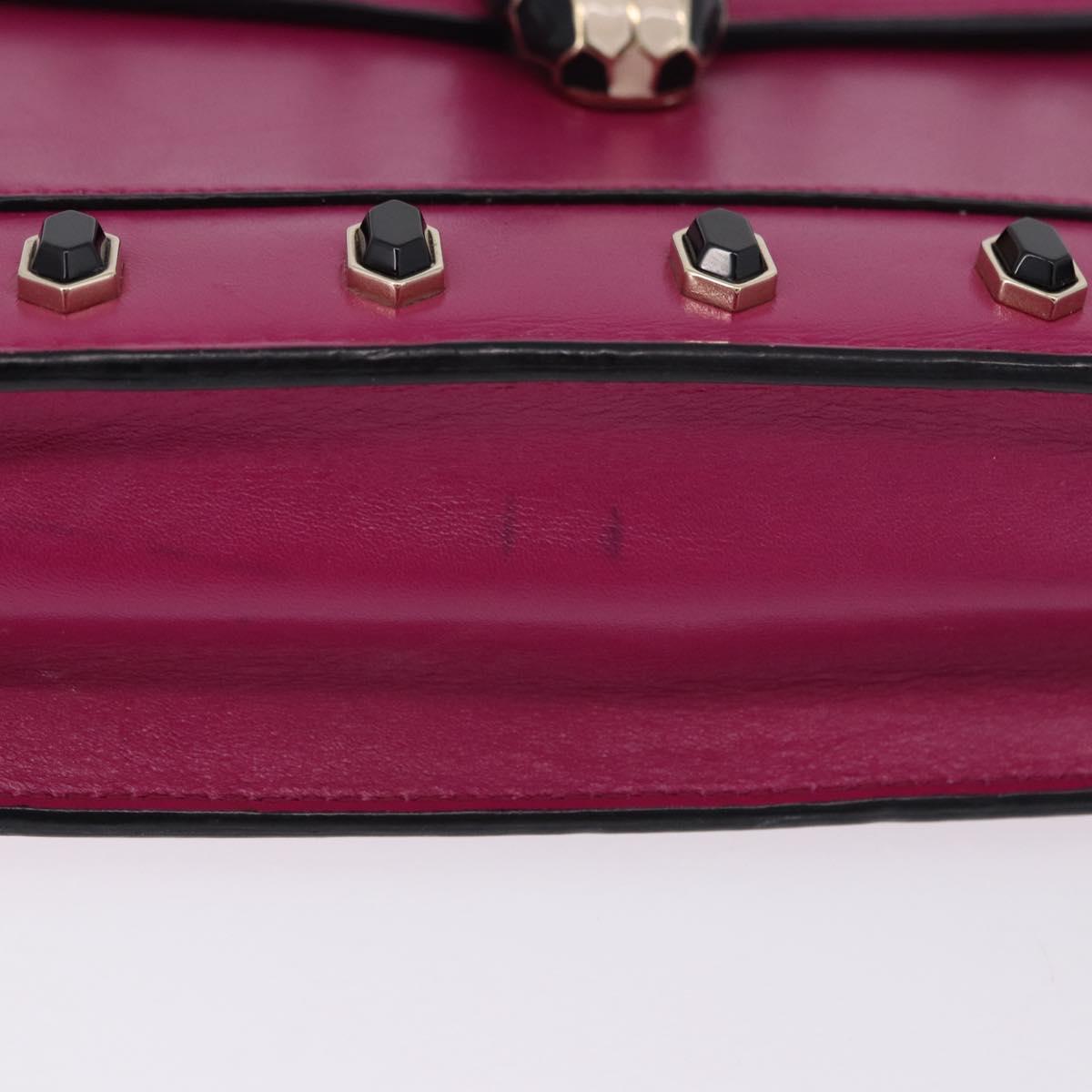 BVLGARI Chain Shoulder Bag Leather Pink Gold Auth ka5843A - Jerrillo image 8