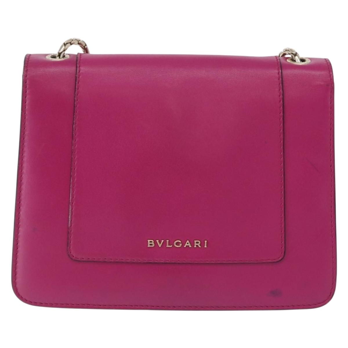 BVLGARI Chain Shoulder Bag Leather Pink Gold Auth ka5843A - Jerrillo image 2