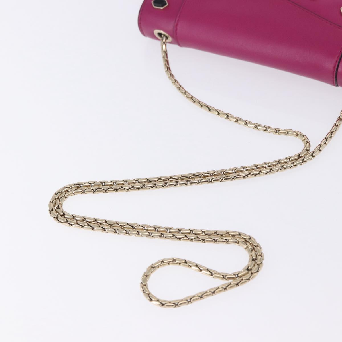BVLGARI Chain Shoulder Bag Leather Pink Gold Auth ka5843A - Jerrillo image 9
