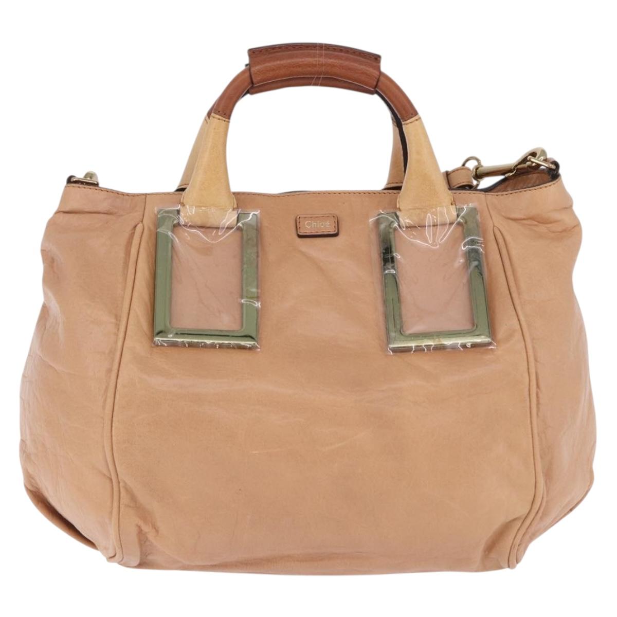 Chloe Etel Hand Bag Leather 2way Beige Gold Auth ka5954A - Jerrillo image 2