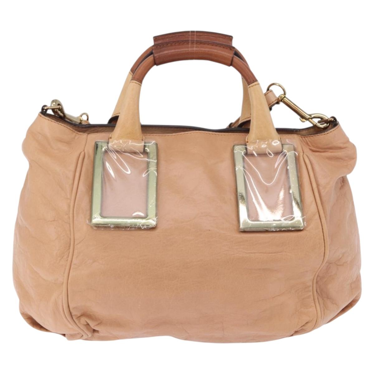 Chloe Etel Hand Bag Leather 2way Beige Gold Auth ka5954A - Jerrillo image 3